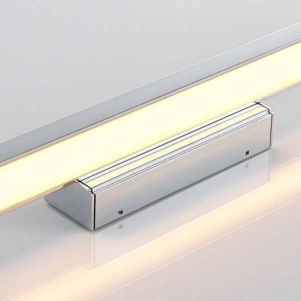 Lindby LED-es tükörvilágítás Alenia, 60 cm, króm, alumínium, IP44, Króm / ezüst, Fürdőszoba, Alumínium, Modern