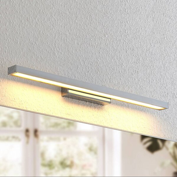 Lindby LED-es tükörvilágítás Alenia, 60 cm, króm, alumínium, IP44, Króm / ezüst, Fürdőszoba, Alumínium, Modern