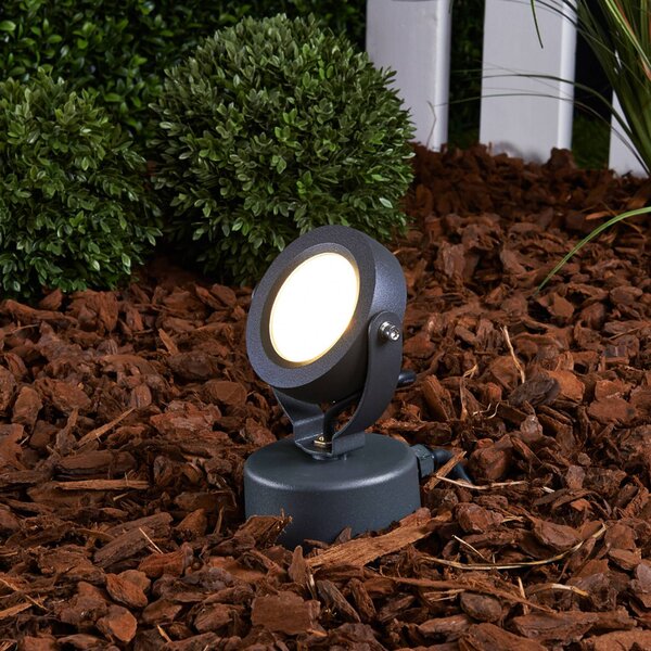 Lucande LED kültéri spotlámpa Gavin, 33 cm, antracit, alumínium, Fekete, Alumínium