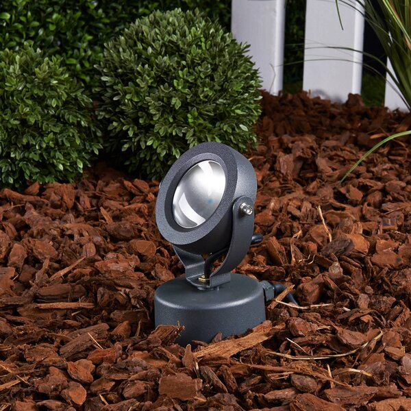 Lucande LED kültéri spotlámpa Gavin, 33 cm, antracit, alumínium, Fekete, Alumínium