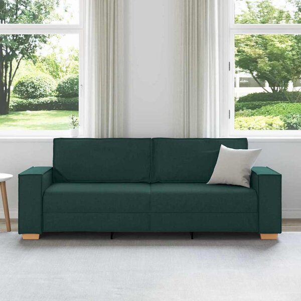 3-Fős kanapé Sötétzöld 220 cm szövet
