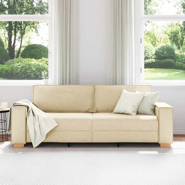 3-Fős kanapé Krém 220 cm szövet