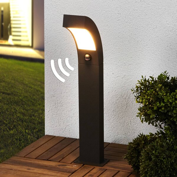 Lucande LED állólámpa Lennik, szenzoros, 60 cm, antracit, Fekete, Alumínium, Modern