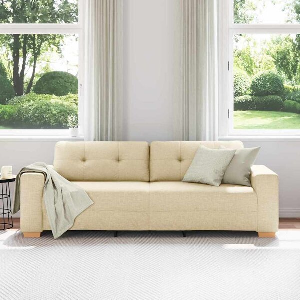 3-Fős kanapé Krém 220 cm szövet