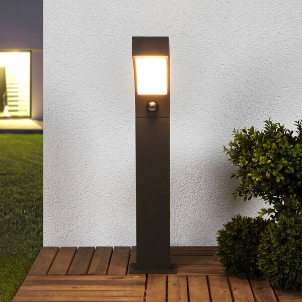 Lucande LED állólámpa Lennik, szenzoros, 60 cm, antracit, Fekete, Alumínium, Modern