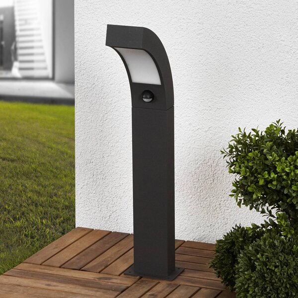 Lucande LED állólámpa Lennik, szenzoros, 60 cm, antracit, Fekete, Alumínium, Modern