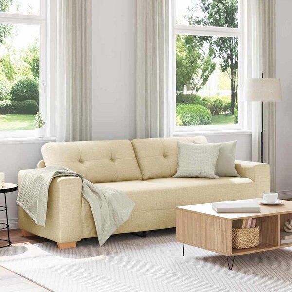 3-Fős kanapé Krém 220 cm szövet