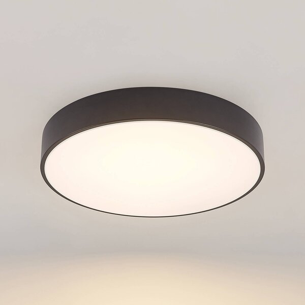 Lindby LED mennyezeti világítás Milada, fekete, CCT, távirányító, dimmelhető, Fekete, Nappali / Étkező, fém, Modern
