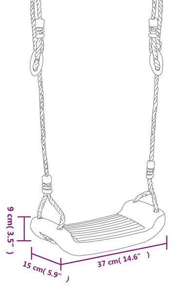 2 db kék polietilén hinta kötéllel 37 x 15 cm