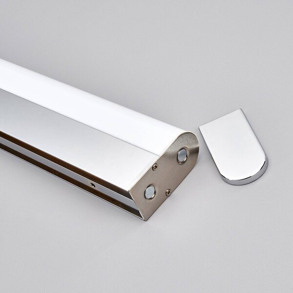Lindby LED fali lámpa Philippa, lekerekített, 88cm, króm, IP44, Króm / ezüst, Fürdőszoba, fém, Modern