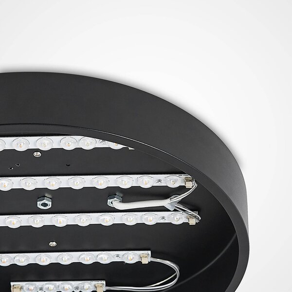 Lindby LED mennyezeti világítás Milada, fekete, CCT, távirányító, dimmelhető, Fekete, Nappali / Étkező, fém, Modern