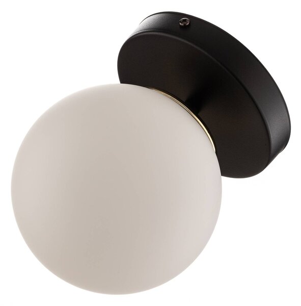 EMIBIG LIGHTING Kiba fali lámpa, fekete/arany, lámpabúra üveggömb, dimmelhető, Fekete, Nappali / Étkező, Üveg, Modern