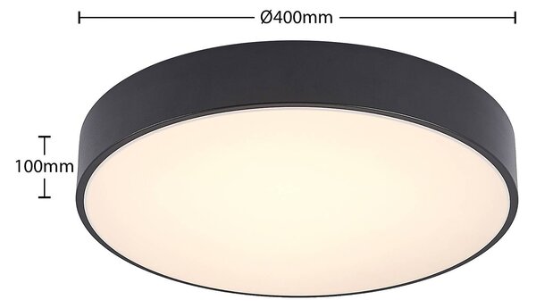 Lindby LED mennyezeti világítás Milada, fekete, CCT, távirányító, dimmelhető, Fekete, Nappali / Étkező, fém, Modern