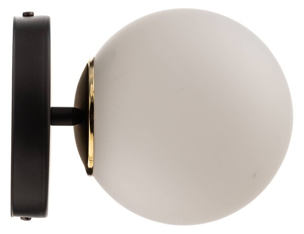 EMIBIG LIGHTING Kiba fali lámpa, fekete/arany, lámpabúra üveggömb, dimmelhető, Fekete, Nappali / Étkező, Üveg, Modern