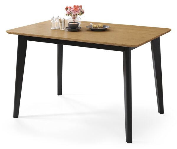 MAZZONI EXPORT ROXY Természetes Tölgyfa/fekete asztalkeret - RETRO TÉGLALAP 120x80 cm ALAKÚ FA ASZTAL KONYHÁBA/ÉTKEZŐBE