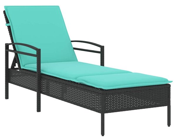 | Napozó | párnával 1-személy Fekete 63 x 200 x 81 cm polirattan