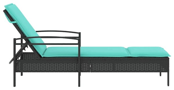 | Napozó | párnával 1-személy Fekete 63 x 200 x 81 cm polirattan