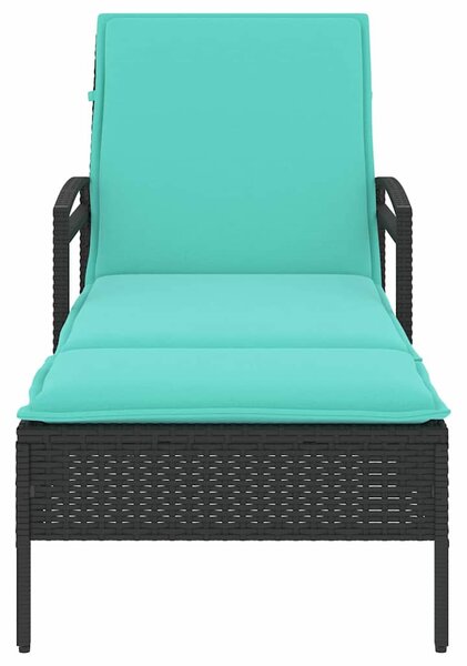 | Napozó | párnával 1-személy Fekete 63 x 200 x 81 cm polirattan