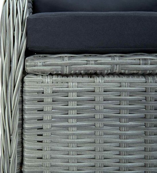 Világosszürke dönthető polyrattan kerti szék párnákkal