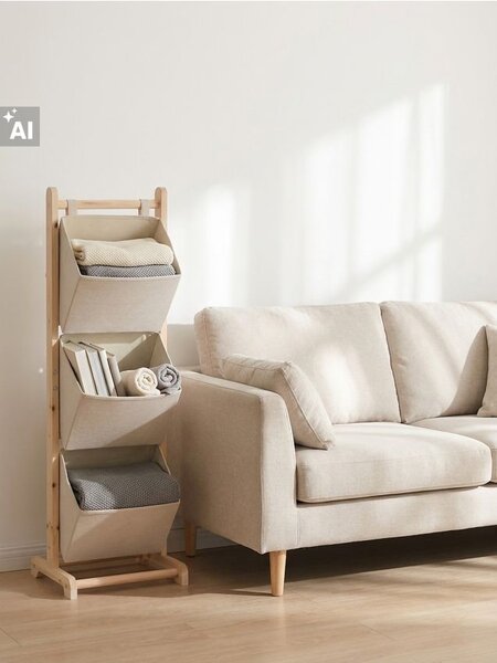 Sinsay - Polc textil tárolókkal - bézs