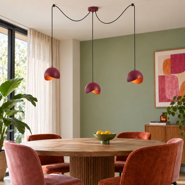 Design Piros Függőlámpa Opálüveggel 3-lámpás - Tulip