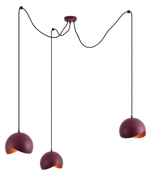 Design Piros Függőlámpa Opálüveggel 3-lámpás - Tulip