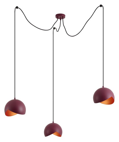 Design Piros Függőlámpa Opálüveggel 3-lámpás - Tulip