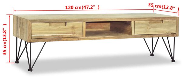 Tömör tíkfa TV-szekrény 120 x 35 x 35 cm