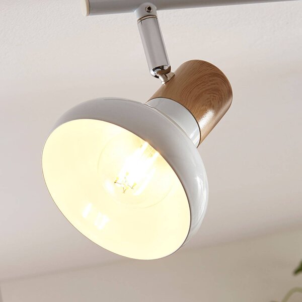Lindby Fridolin mennyezeti spotlámpa, 70cm, 4 lámpás, fehér, fém, dimmelhető, Fehér / opál, Konyha, fém, Modern