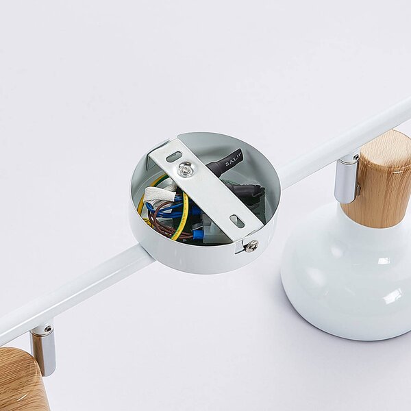 Lindby Fridolin mennyezeti spotlámpa, 70cm, 4 lámpás, fehér, fém, dimmelhető, Fehér / opál, Konyha, fém, Modern