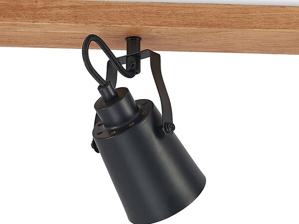 Lindby Kimban mennyezeti spotlámpa, 5 lámpás, 106 cm, fa, fém, dimmelhető, Sötét fa, Nappali / Étkező, Fa, Modern