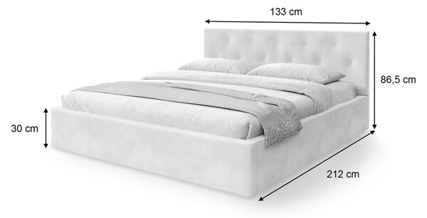 MIRAN egyszemélyes kárpitozott ágyneműtartós ágy 120x200 - zöld