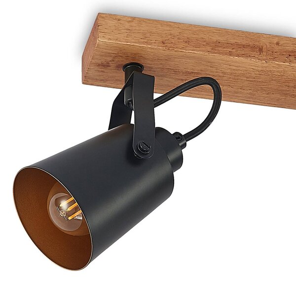 Lindby Kimban mennyezeti spotlámpa, 5 lámpás, 106 cm, fa, fém, dimmelhető, Sötét fa, Nappali / Étkező, Fa, Modern