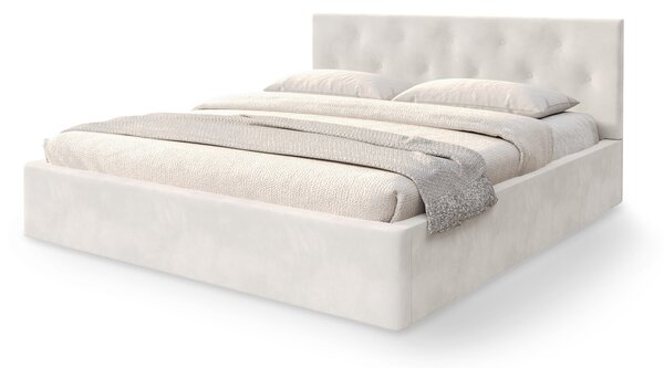 MIRAN egyszemélyes kárpitozott ágyneműtartós ágy 120x200 - fehér