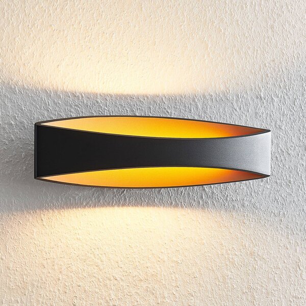 Arcchio LED fali lámpa Jelle, 44 cm, fekete/arany, fel/le, fel-le, Fekete, Nappali / Étkező, Alumínium, Modern
