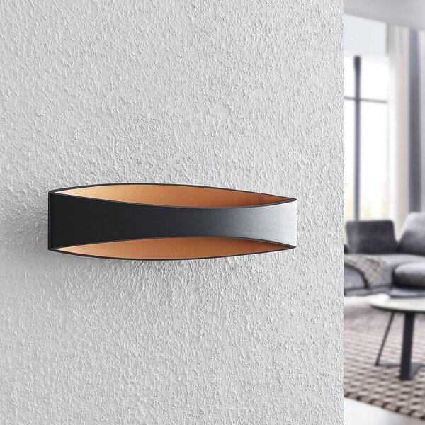 Arcchio LED fali lámpa Jelle, 44 cm, fekete/arany, fel/le, fel-le, Fekete, Nappali / Étkező, Alumínium, Modern