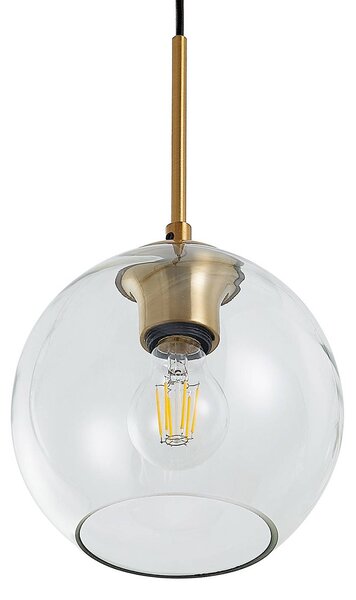 Lindby Grady függőlámpa, sárgaréz/tiszta, 110 cm, fém, üveg, dimmelhető, Sárgaréz / arany, Nappali / Étkező, fém, Modern
