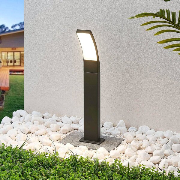 Lindby Ilvita LED fali lámpa, 60 cm, antracit, fém, IP54, Fekete, Alumínium, Modern