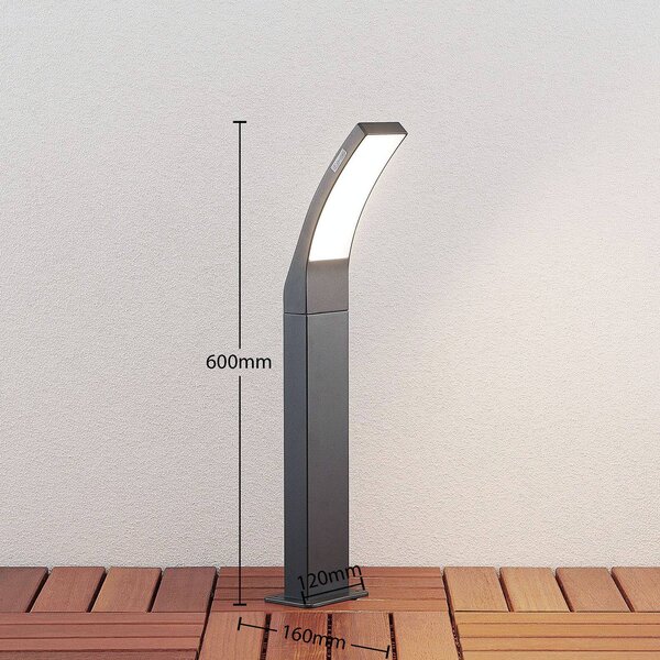 Lindby Ilvita LED fali lámpa, 60 cm, antracit, fém, IP54, Fekete, Alumínium, Modern