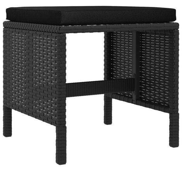 6 részes fekete polyrattan kerti étkezőgarnitúra párnákkal