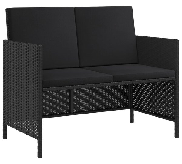 6 részes fekete polyrattan kerti étkezőgarnitúra párnákkal