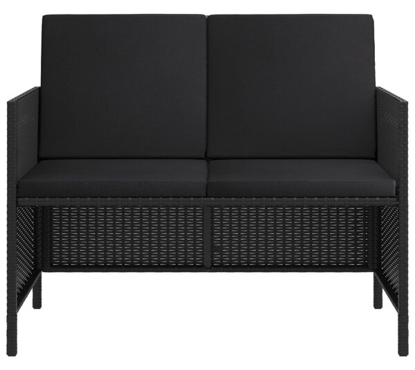 6 részes fekete polyrattan kerti étkezőgarnitúra párnákkal