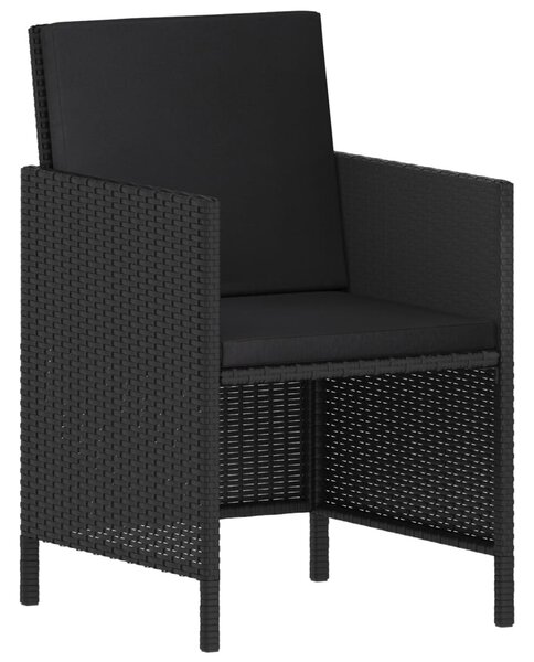 6 részes fekete polyrattan kerti étkezőgarnitúra párnákkal