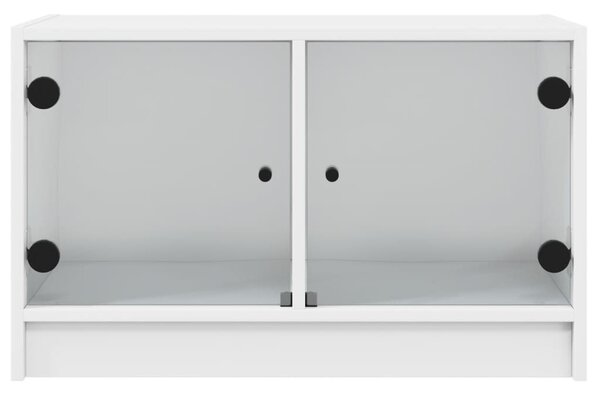 Fehér TV-szekrény üvegajtókkal 68x37x42 cm