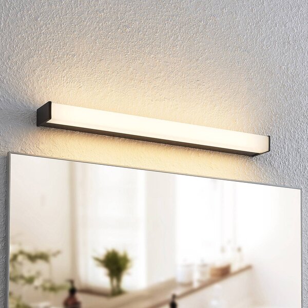 Lindby Ulisan LED fali lámpa fürdőbe, szögl 58,8cm, Fekete, Fürdőszoba, Alumínium, Modern
