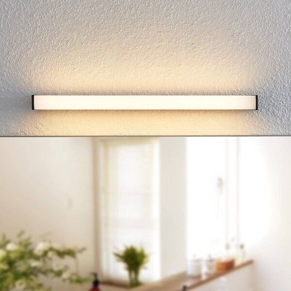 Lindby Ulisan LED fali lámpa fürdőbe, szögl 58,8cm, Fekete, Fürdőszoba, Alumínium, Modern