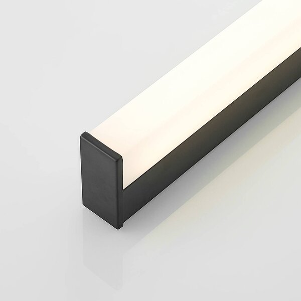 Lindby Ulisan LED fali lámpa fürdőbe, szögl 58,8cm, Fekete, Fürdőszoba, Alumínium, Modern