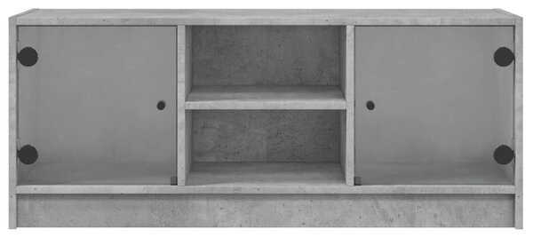 Betonszürke TV-szekrény üvegajtókkal 102 x 37 x 42 cm