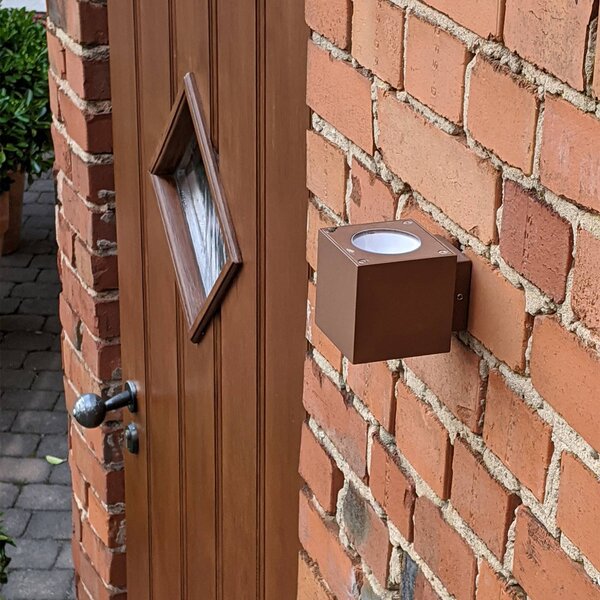 Lucande LED kültéri fali lámpa Jarno, rozsda, fém, 9cm, Barna / rozsda, Alumínium, Modern