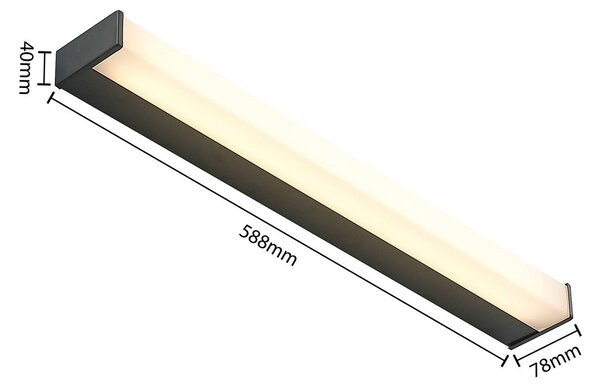 Lindby Ulisan LED fali lámpa fürdőbe, szögl 58,8cm, Fekete, Fürdőszoba, Alumínium, Modern